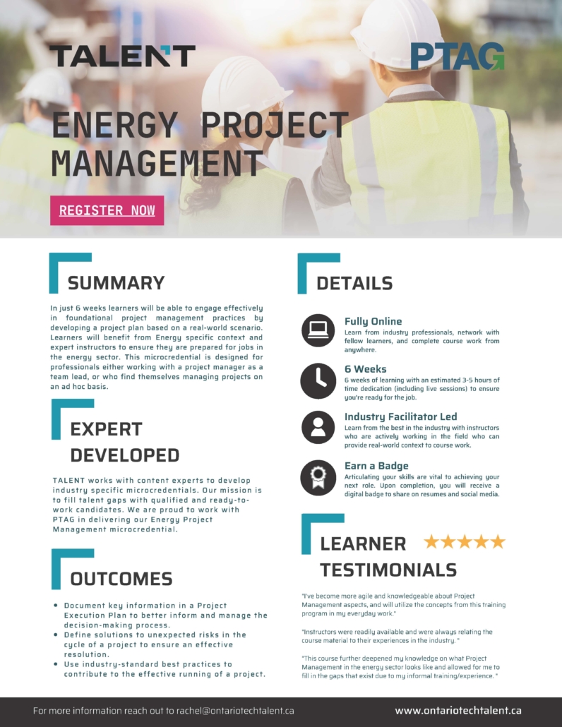 “Energy Project Management Fundamentals” Course PTAG